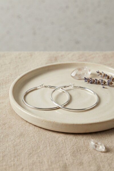 Clariss 316L Steel Silver Color 56 mm Hoop Earrings