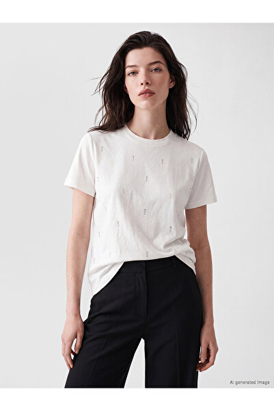 LC Waikiki White stone soft touch women's t-shirt