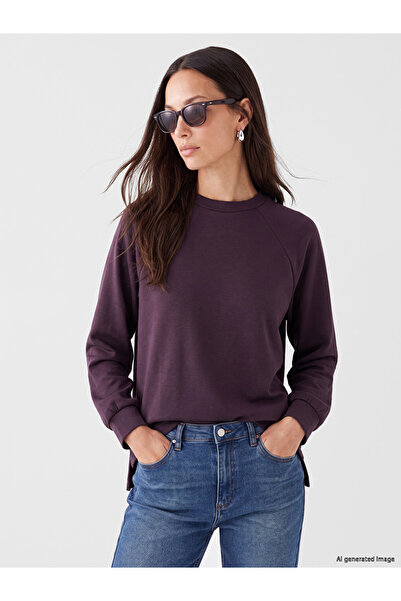 LC Waikiki Mürdüm Soft Touch Oversized Women's Sweatshirt Tunic