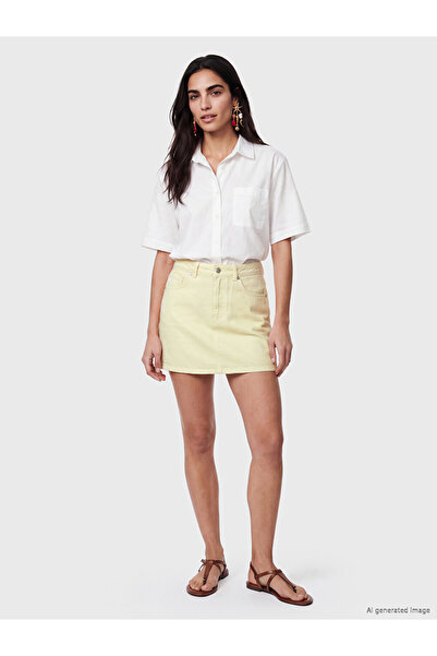 LC Waikiki Yellow Regular Fit Mini Jean Skirt