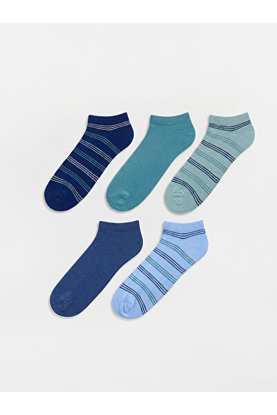 LC Waikiki Rmz Gi̇yi̇m Farkiyla Striped Men's Booties Socks 5-Pack