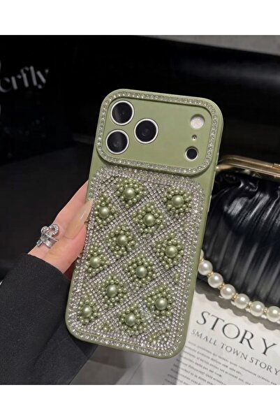 KILIF HOUSE Iphone 17 Pro Uyumlu Kamera Korumalı Premium İncili Parlak Taş İş...