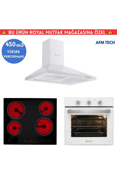 V5 Elekt. Vitro Turbo Beyaz Ankastre Set (AO 2160 BP W60+ VC 640+CH 1420 PB W60 Piramit