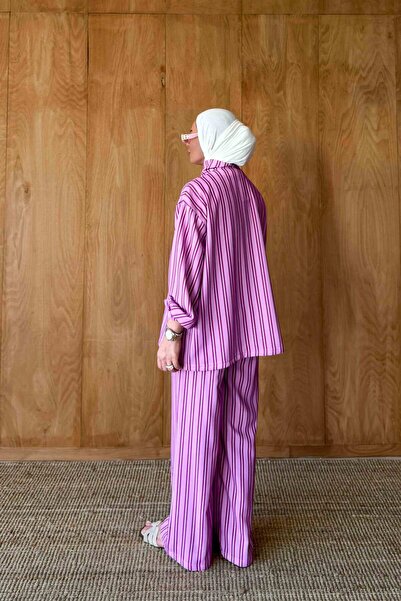 Melike Tatar Striped Zipper Suit 32-2936-1