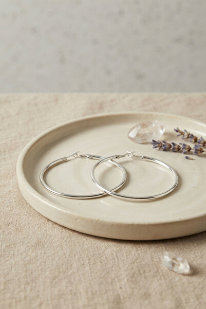 Generic Brand 316L Steel Silver Color 56 mm Hoop Earrings