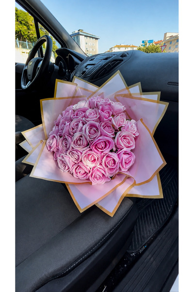 Spes Premium 50 cm Pembe Yapay Gül Buketi – Lüks Dekoratif Hediye Buketi