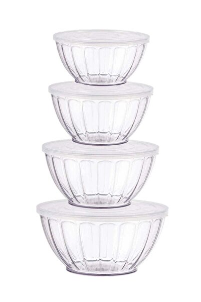 Smart Kitchen 4-piece transparent bowl set with lid for mixing, bread proofin...