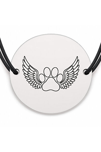 Simoshop Brățară argint 925 cu bănuț gravat lăbuță cu aripi, șnur negru reglabil
