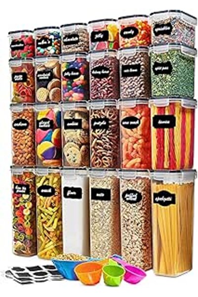 Arabest 24 Pack Airtight Food Storage Container Set - BPA Free Clear Plastic ...