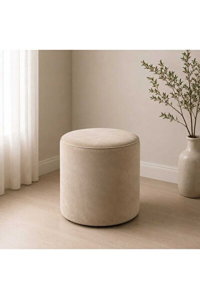 starella home Siyah Baby Face Puf Kumaş Süngerli Silindir Puf-Bench Tabure