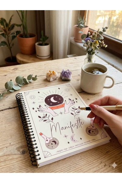 MANİFEST Diary: Magic Globe Design Mystical Spiral Notebook