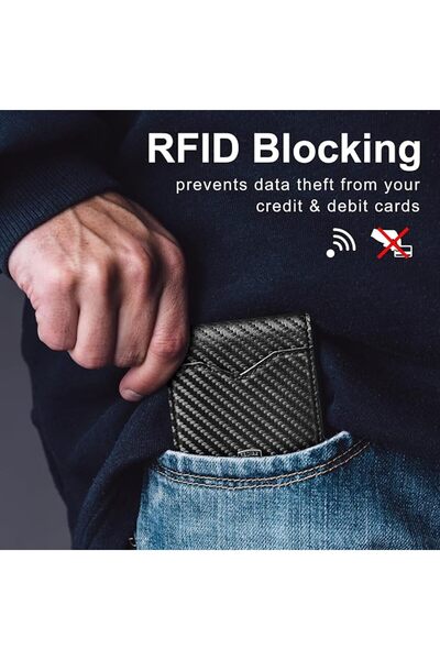 GSOIAX محفظة رجالية نحيفة مزودة بتقنية حجب RFID، محفظة ثنائية الطي للرجال، تص...