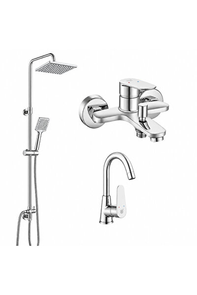 AR Eca Fast Kuğu Sink + Bathroom Faucet + Dicle Shower Column 5 Years Warranty
