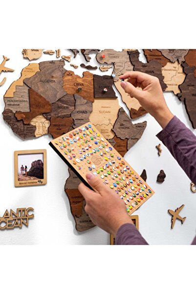 Generic Enjoy The Wood Flag Push Pins for Wooden World Map, Travel Marking Ac...