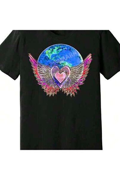 KYMC07 Heart Angel Wings Earth Love Peace 1651912 Funny Men's Short Sleeve Gr...