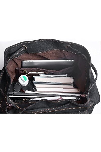 BLUBOON Vintage Backpack Leather Trim Casual Bookbag Men Women Laptop Travel ...
