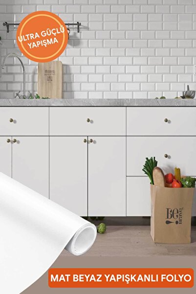 FixCaps MAT BEYAZ YAPIŞKANLI MOBİLYA DOLAP MASA FAYANS KAPLAMA FOLYOSU