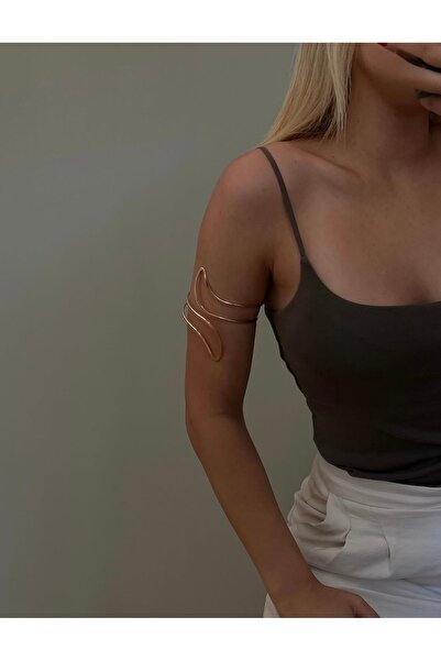 Xui Alev Kıvrımlı Model Gold Renk Ayarlanabilir Kol Pazu Bilekliği- Armcuff Ü...