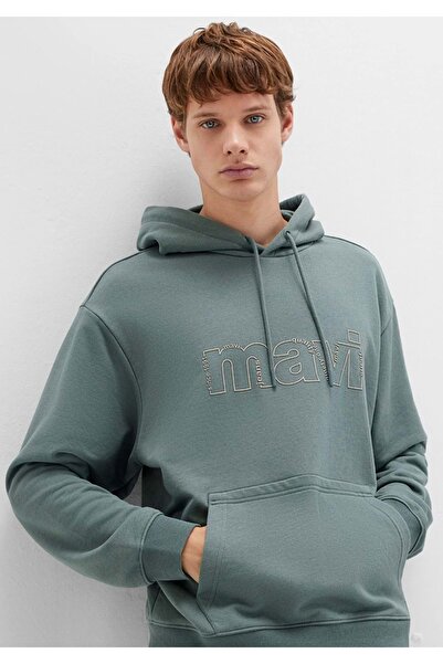 Mavi M0S10196 Logo Printed Hooded Men's Sweatshirt Green