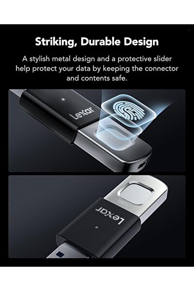 Lexar فلاش درايف JumpDrive Fingerprint F35 PRO بسعة 128 جيجابايت، USB 3.0، سر...