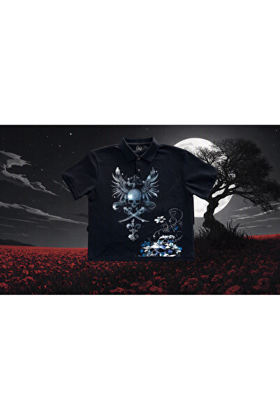 StartMore Gotic Vintage Y2K Baskılı Yakalı T-Shirt