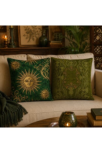 Piloji غطاء وسادة مزخرف بنمط الشمس العتيق مقاس 43 × 43 سم غطاء وسادة أريكة لغ...