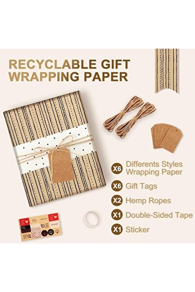 BIGTHREE Kraft Gift Wrapping Paper Sheets – Brown Wrapping Paper for Birthday...