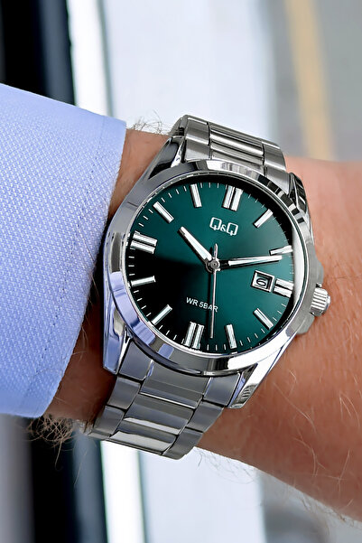 Q&Q Original Quartz Men's Watch - Silver Steel Band 5 Atm Water Resistant Jap...