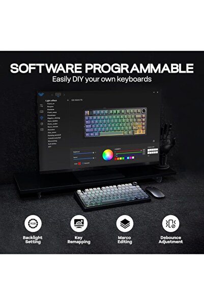 GENERAL لوحة مفاتيح ألعاب لاسلكية ميكانيكية مخصصة MechLands AULA F75 PRO بنسب...