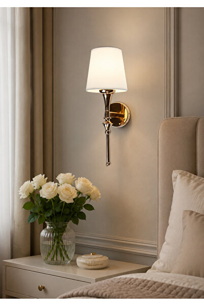 Generic Brand Modern Single Gold with White Wall Light Fixture - 1 E14 Bulb