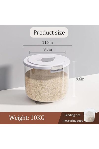 GENERAL Airtight Rice Storage Container, Large Capacity Food Bin with Measuri...