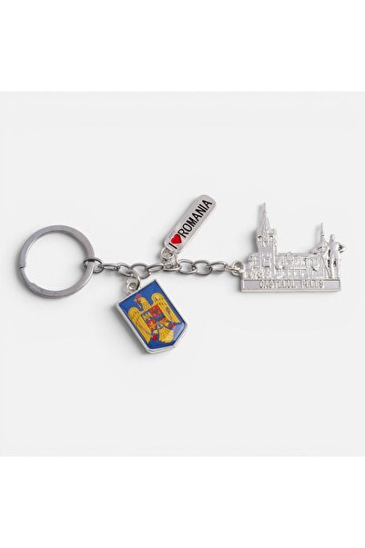 OEM Breloc metalic România - Stemă, Amurăt de România și Castelul Peleș