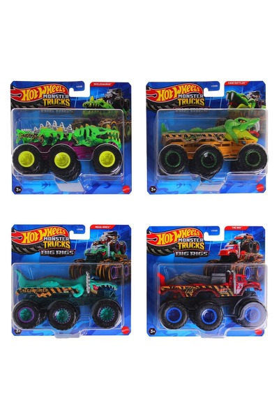 mattel 4x Hot Wheels Monster Truck Big Rig Scara 1:64
