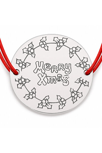Simoshop Brățară argint 925 cu bănuț coroniță de ilice și mesaj Merry Xmas, ș...