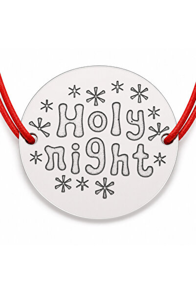 Simoshop Brățară argint 925 cu bănuț mesaj Holy night și fulgi de nea, șnur r...