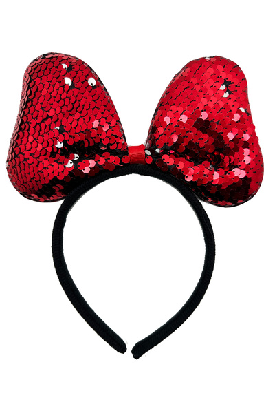 OSKA GLOBAL Color Changing Sequin Bow Party Crown Red Silver Color 20X16 cm