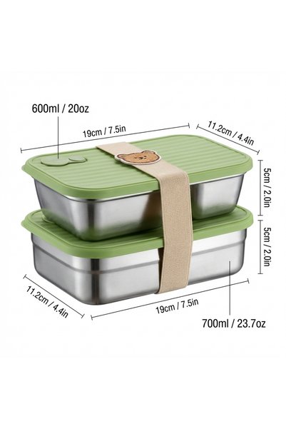 Choice27 WORTHBUY B Style Green 2pcs WORTHBUY 304 Stainless Steel Lunch Box W...