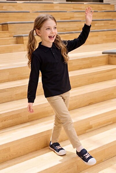 Fulla Moda Basic Polo Collar Long Sleeve Unisex Kids Sweatshirt