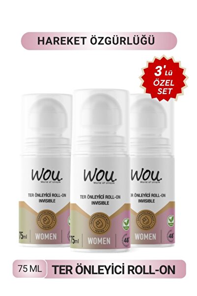 WOU World of Unique 3'Lü Ter Önleyici Leke Karşıtı Roll-On 75 ml Women