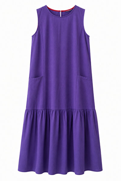 Sezgi Tekin Pocket Detail Purple Tencel Dress