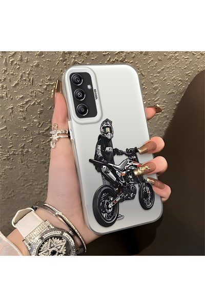 CHICASELUX Samsung Galaxy A24 Compatible Motorcycle Rider Drawing with Helmet...