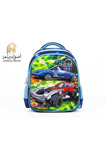 AdwaaReem Primary School Kids School Bag 3Pcs Set Attractive Racing Car Desig...