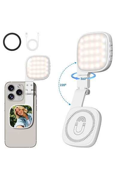 STARSTAR Portable selfie light with mirror, 1000mAh rechargeable battery, 48 ...