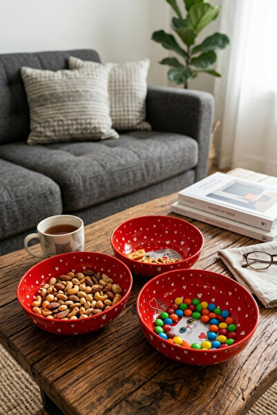 EGESTA Cat Patterned 3-Piece Bowl Set - 9.5X3Cm - 3-Piece Snack Bowl, Sauce B...