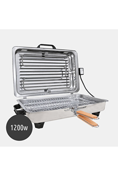 Roller Ορθογώνια Ψησταριά 1200W Γιγάντια Ανοξείδωτη με Σχάρα Χρωμίου (20107)