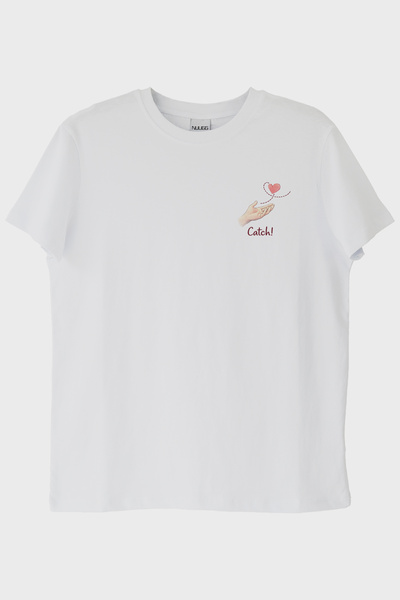 lofux Yakala Heart White T-Shirt