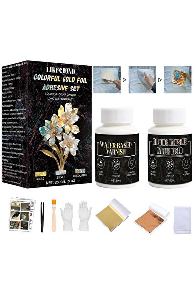 PAINT Set adeziv pentru foiță de aur 50ml Adeziv pe bază de apă + Lac Include...