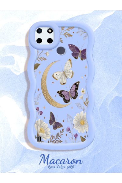 CHICASELUX Realme C21Y/C25Y Compatible Wavy Frame Moon Butterfly and Flower P...