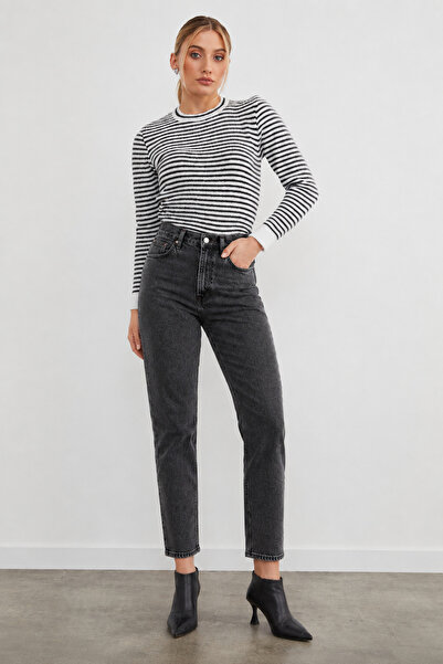 sion jeans Smoked Boyfriend Mom Jean High Waist Daily Casual Comfort Wear Wom...