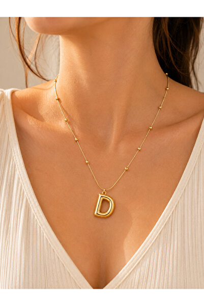 Bymiel Balloon Letter D Necklace – 316L Stainless Steel Letter Necklace with ...
